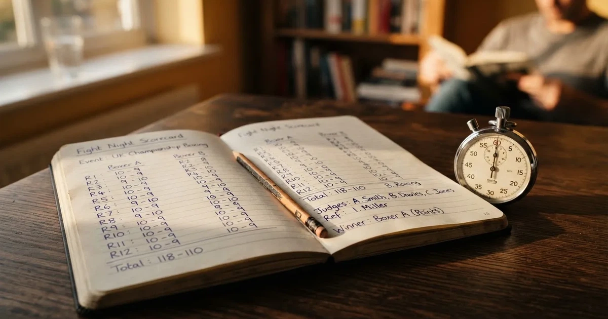 An open notebook with a pencil and a stopwatch on a wooden table
